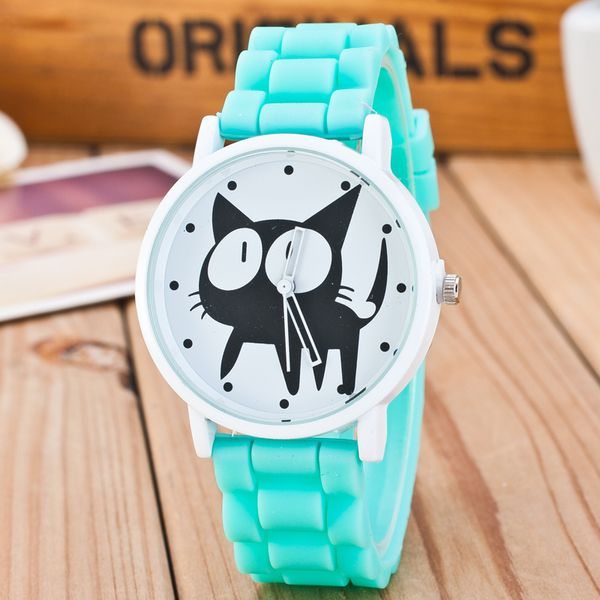 

new cute cat watch children cartoon jelly quartz watch kids casual silicone watches relogio clock wristwatches hot, Slivery;brown