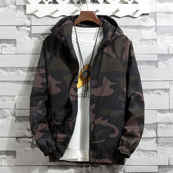 

men's new jackets spring autumn casual coats hooded jacket camouflage fashion male outwear brand clothing, Black;brown