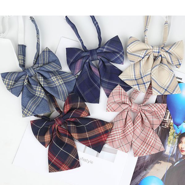 

original tie jk womens plaid japanese-style uniforms shirt sailor college wind-play bow school uniform collar flower, Black;gray
