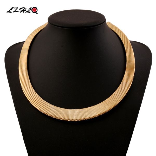 

lzhlq simple stripes circle choker statement necklace women 2 colors zinc alloy necklaces collar trendy collares collier, Silver