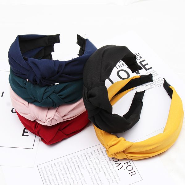 

solid color knot headbands for women simple fabric girls hairband women hair accessories wide side hair band, Slivery;white
