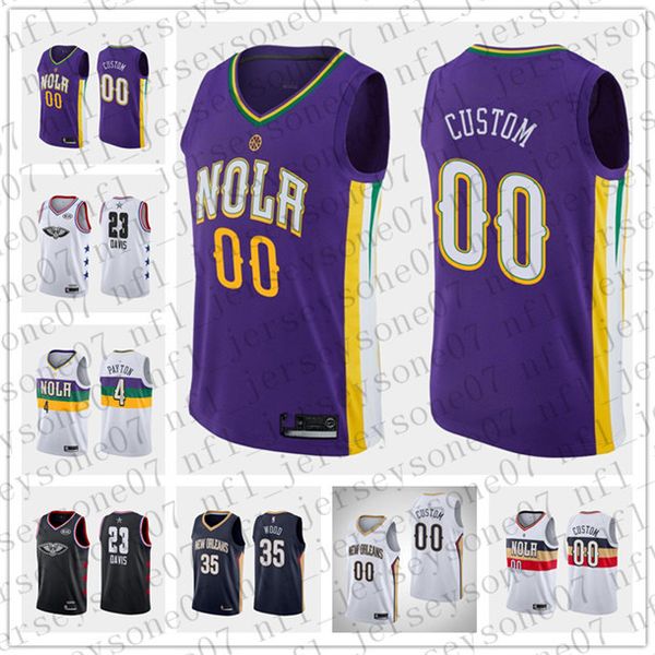 

custom nba men's womens youth new orleans pelicans black purple white blue throwback basketball edition jersey
