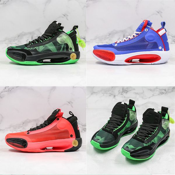 

2020 jumpman xxxiv 34 blue void basketball shoes 34s zoom eclipse bred red orbit green glow metallic silver mens sneakers shoes, White;red