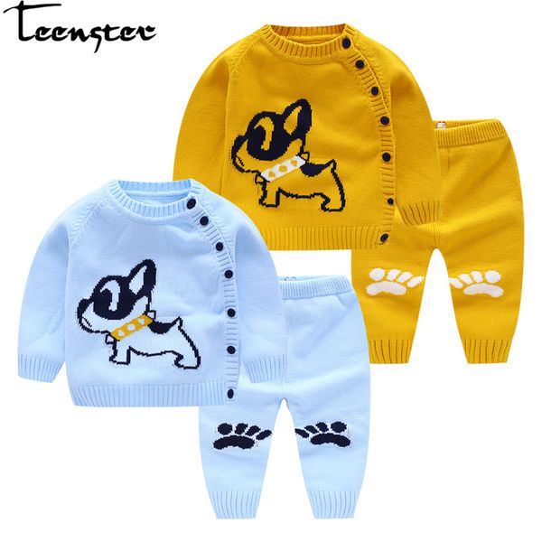 Teenster Cardigan For Baby Boy Autumn Newborn Sweater Cartoon Dog Honeybee Embroidery Infant Girl Knit Sweaters Twins Knitted Sweaters For Kids Free