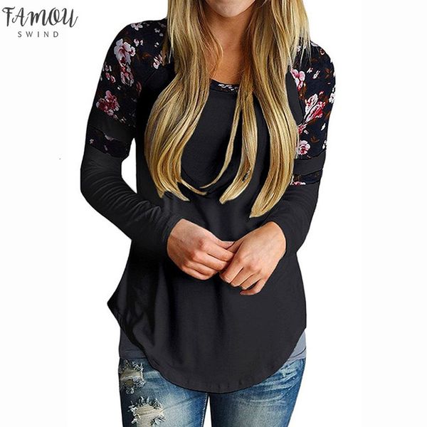 

women print floral t shirt spring t shirt o neck long sleeve casual ladies spring autumn shirts plus size 5xl, White