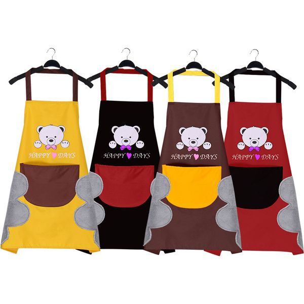 

erasable hand waterproof apron kitchen oil and dirt antifouling cartoon halter apron hogard