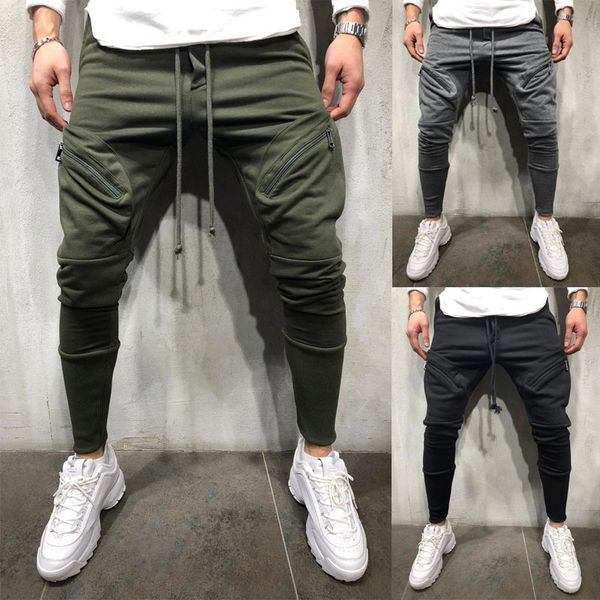 

Pour Homme Trousers Solid Outdoor Zipped Pocket Fitness Jogging Slim Fit Pencil Comfortable Spring Summer Casual Mens Pants