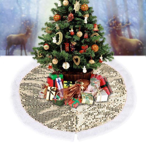 

sequins christmas tree skirt with invisible nylon clasp reusable tree skirt plush xmas decorative mat