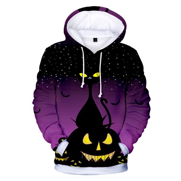 

new fashion halloween trend men's hoodie 3d halloween casual fleece thin hoodie hooded men's personality, Black