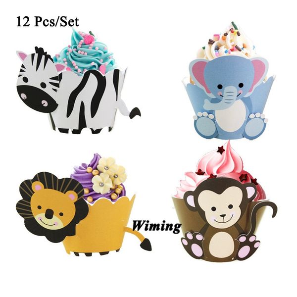 

safari animals cupcake wrapper cake decorating supplies animal decoration cupcake holder africa wild animals wrapper elephant