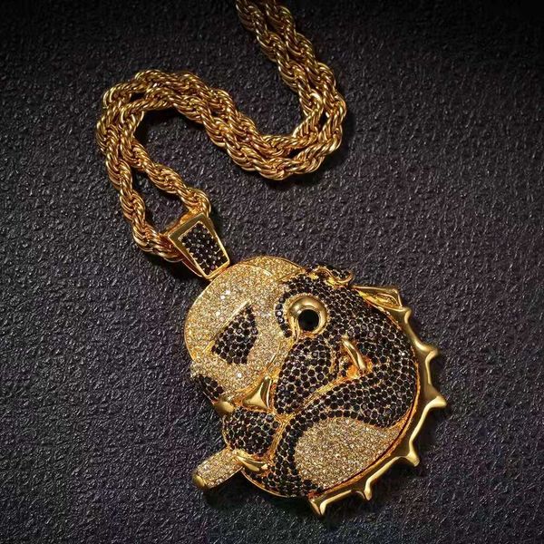 

iced out dog pendant necklaces for men luxury designer mens bling diamond puppy pendants hip hop gold cuban link chain necklace jewelry gift, Silver