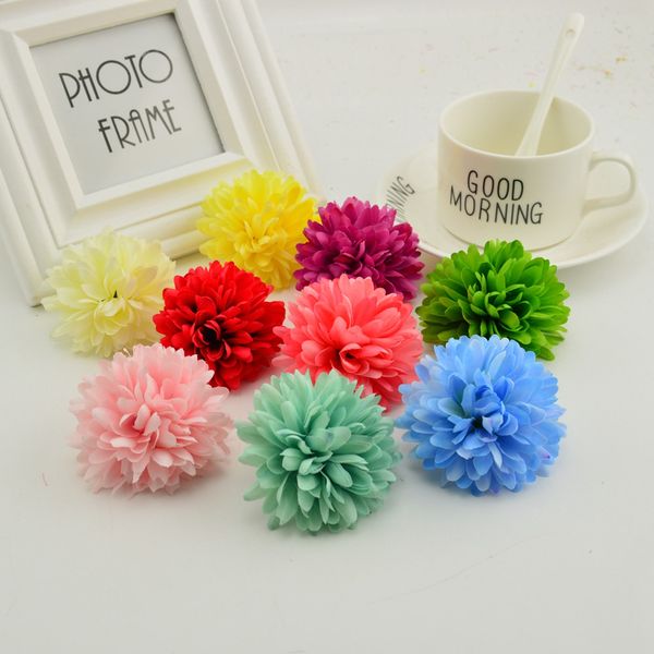 

100pcs artificial flowers for the garden make door silk chrysanthemum heads home wedding decoration wall diy wreath fake