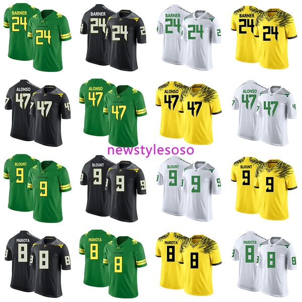 

2019 ncaa football oregon ducks 24 кенджона барнера 47 kiko алонсо 9 легарретт блаунт 8 маркус мариот трикотажных изделий, Black;red