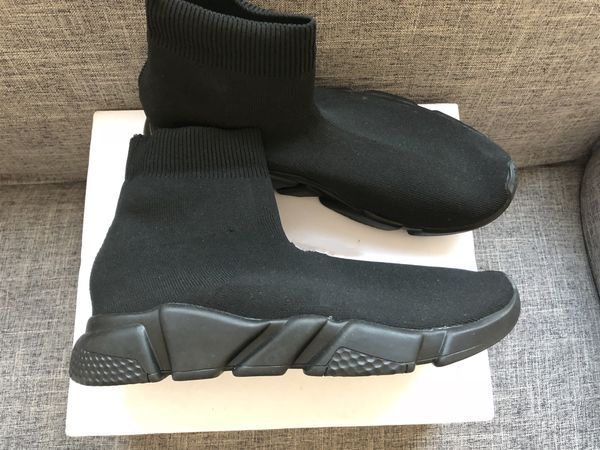 

2019 luxury sock speed knitted trainers casual sneakers speed trainer sock race fashion black shoes men and women high cut soft shoesc13