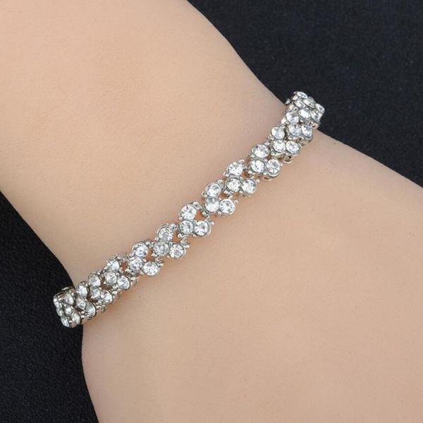 

роскошные хрустальные браслеты для женщин серебряный цвет браслеты браслеты femme свадебные ювелирные изделия 2019 старинные браслет 3 цвета, Golden;silver