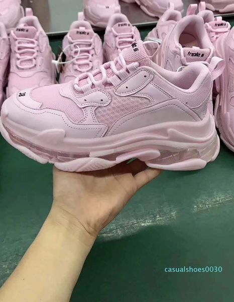 

nfactory wholesale 2019 womens casual shoes triple s clear sole fashion vintage kanye west old grandpa trainers luxury designer 36-40 c30, Black