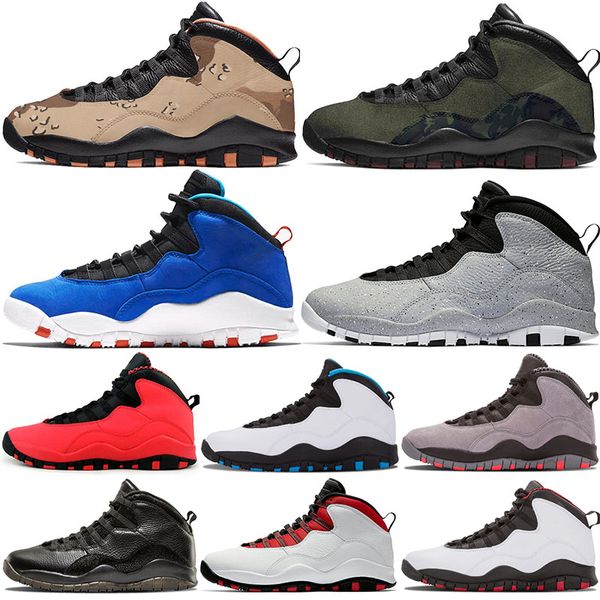 

New Desert Camo 10 10s Steel Grey Basketball Shoes Men Chicago Cool Grey OVO black white Powder Blue Breathable Training Sports SneakerS