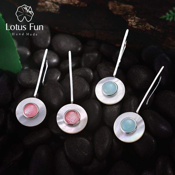 

lotus fun real 925 sterling silver valentine's day gift you are my planet creative design handmade fine jewelry drop earrings, Golden;silver