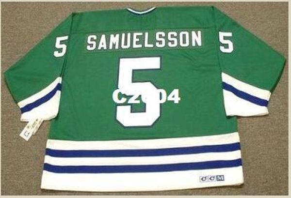 

men #5 ulf samuelsson hartford whalers 1989 ccm retro away hockey jersey or custom any name or number retro jersey, Black;red