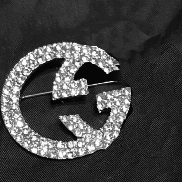 

new hollow letters corsage brooch pins bling bling crystal rhinestone letters broches women wedding party jewelry accessories, Gray