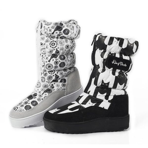 

skhek girls white boots shoes princess winter boots nice looking mini snow size 30 to35 hook and loop easy wearing, Black;grey