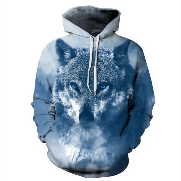 

2020 wolf demon 3d digital printing loose large size couple hoodie hob-05, Black
