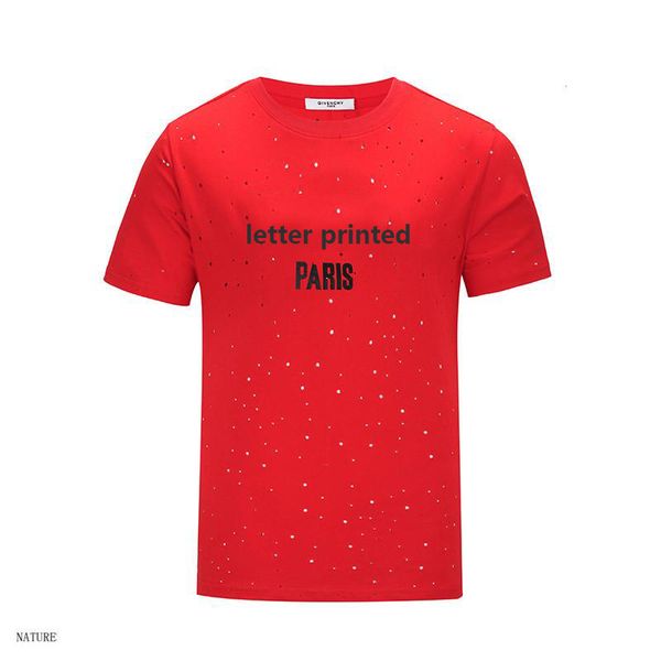 

mens summer designer brand mens brand shirt men and women short sleeve tees small hole shirt letter printed tees, White;black