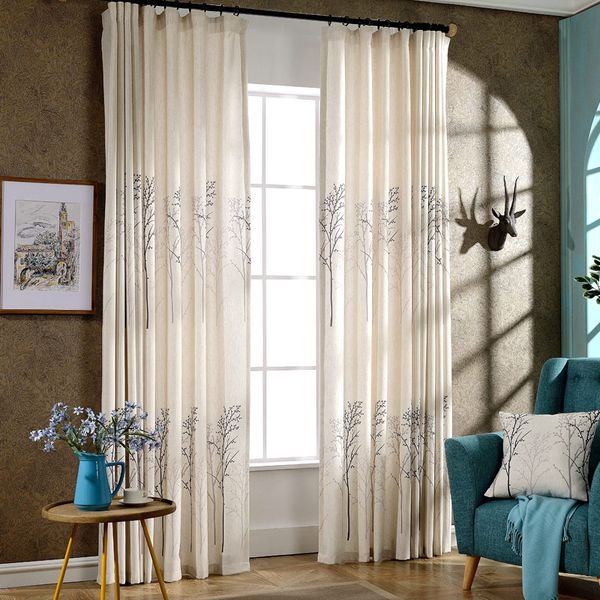 

tree design linen printed curtains for living room decorative modern curtains for the bedroom window drapes