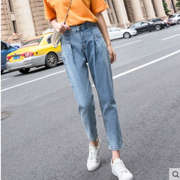 

the blue leisure jeans since small cultivate one's morality show thin after the double-breasted elastic waist haroun pants students nin