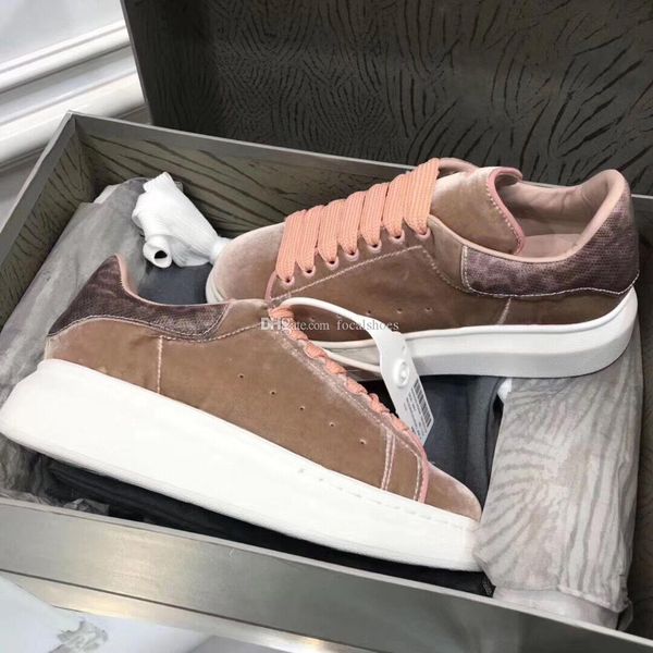 

designer women shoes platform sneaker pink suede velvet leather men casual shoes luxury platform shoe velvet style lace-up low sneakers, Black