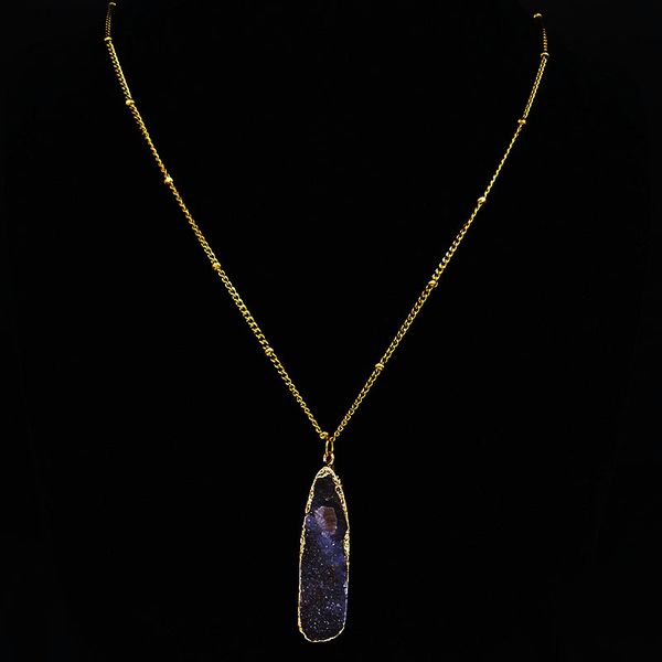 

2020 stainless steel irregular shape natural stone long necklace women gold color boho necklaces jewelry colgante n20164, Silver