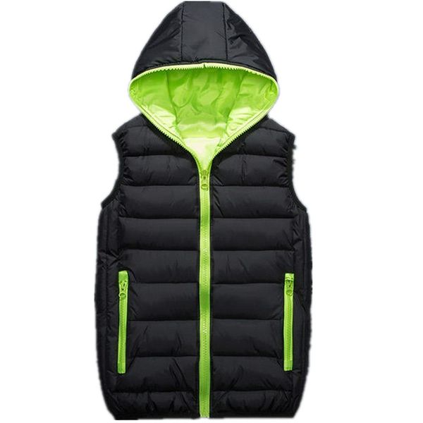 

a1285 2019 autumn and winter new men and women fashion casual big size pure color slim hooded vest coat wholesale, Black;white
