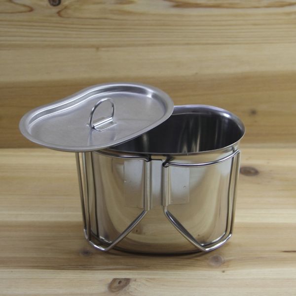 

stainless steel canteen cup 700ml portable with cup cover outdoor camping hiking pot water bottle