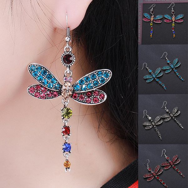 

fashion selling explosions european and american ladies personality dragonfly shaped insect earrings eardrop retro stud earring, Silver