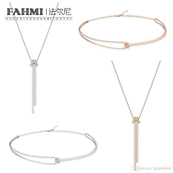 

fahmi lifelong y-necklace knotted design short clavicle chain eye-catching neck necklace kinked design symbolizes eternal rose, Silver