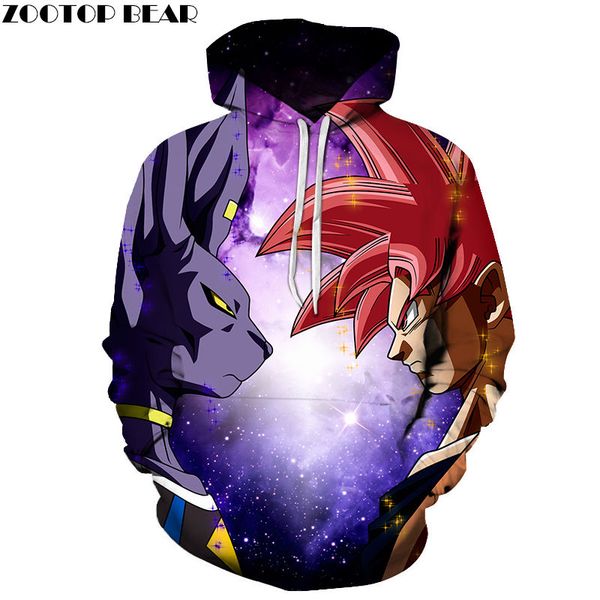 

watch star hoodies 3d print мужские толстовки goku повседневная аниме хлопок падение корабль одежда мужской длинные рукава, Black