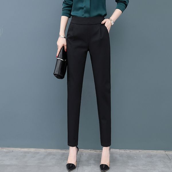 

women's casual ankle-length 2020 high waist professional summer suit pants harlan women's pants, Black