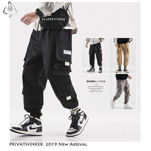 

men casual japan cargo pants 2019 autumn street-style joggers harem pants mens hip hop cotton male 5xl trousers, Black
