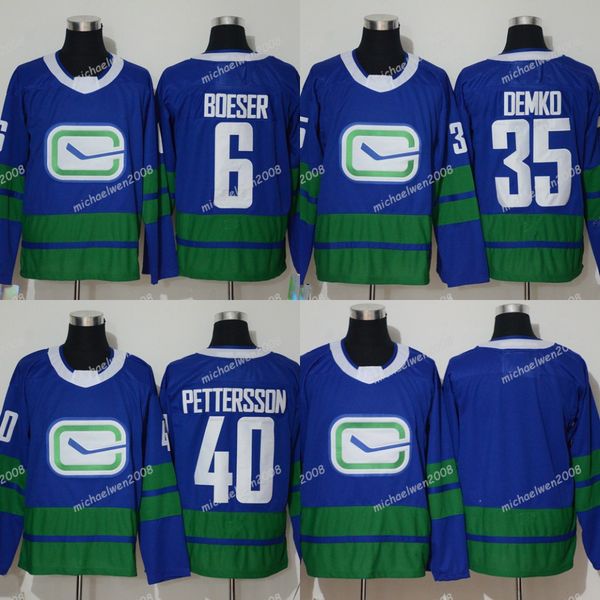 

2019 mens vancouver canucks 40 elias pettersson 6 brock boeser 35 thatcher demko blank hockey jerseys in stock, Black;red