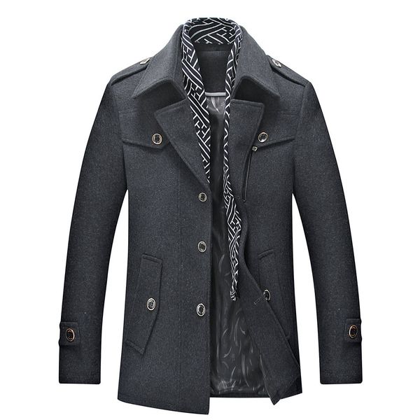 

2019 autumn winter new casual multi colors wool coat men classical mens wollen overcoat, Black