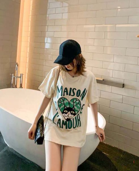 

20s women designer t shirts brand tees pattens color letters printed short sleeves pattern style luxury l0g0 large t shirts lr200421, White