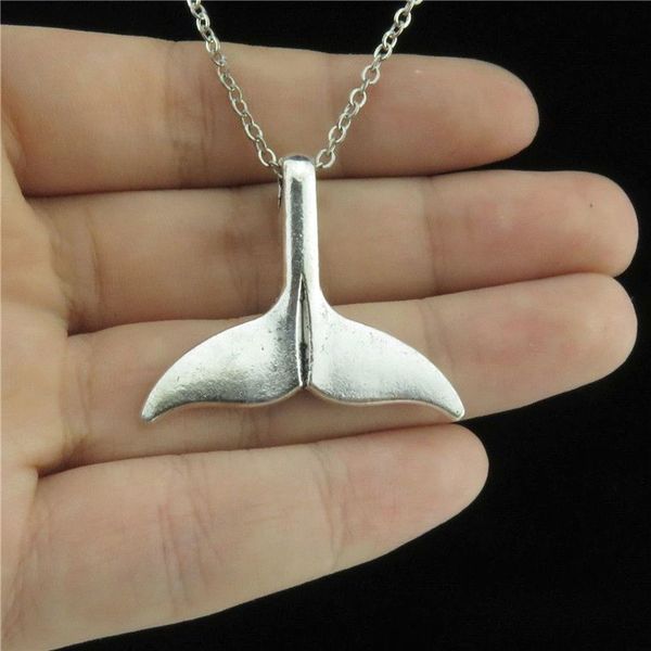 

glowcat q5a77 women jewelry 18" silver short chain alloy collar choker necklace whale tail pendant kid party