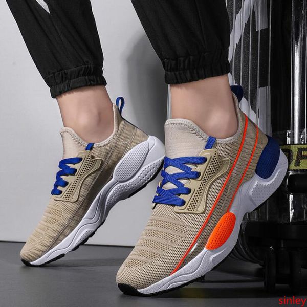 

new men running shoes mens khaki outdoor shoes orange blue white mesh sports sneakers breathable outdoor shoes ing