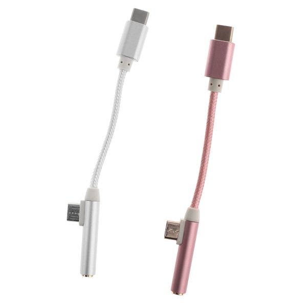 

2 pieces type-c to 3.5mm headphone audio + charge splitter adapter cable