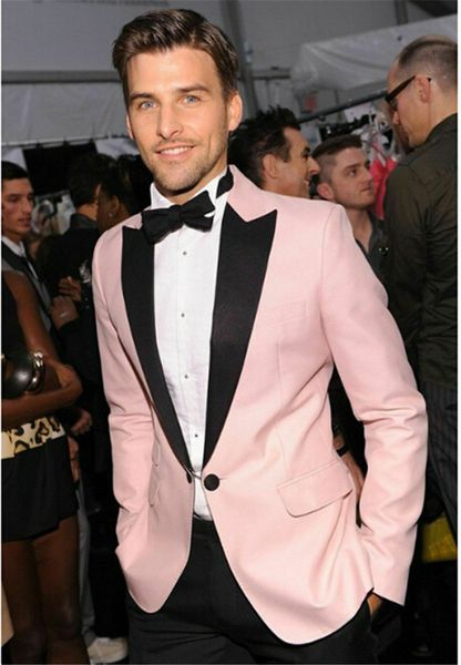 

розовые мужские костюмы жених формальные свадебные смокинги slim fit peak lapel 1 button just one piece куртка на заказ, Black;gray