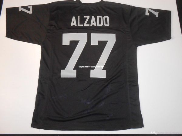 

retro unsigned custom sewn stitched #77 lyle alzado black mitchell & ness jersey men's football jerseys running, Black;blue