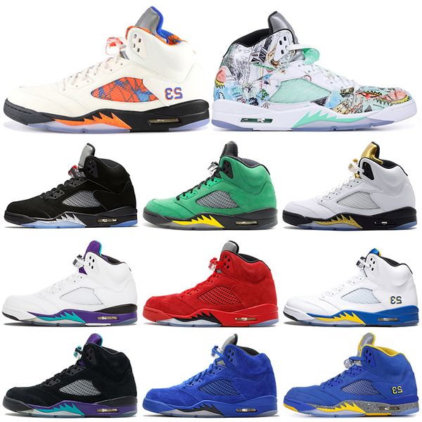 

new basketball shoes 5 5s grape laney black metallic cement air jordan retro 5 suede wings mens sports sneakers 7-13