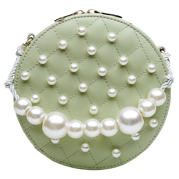 

circular pearl women bag pu handbags summer fashion shoulder bag crossbody bags for women messenger green