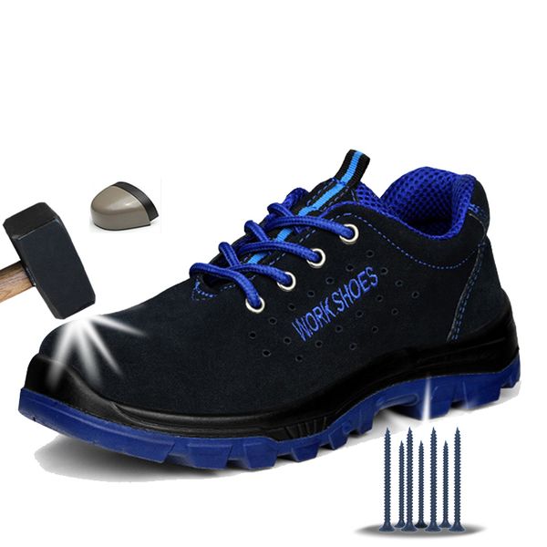 

manlegu new safety shoes working lightweight boots work shoes with steel toe anti piercing work safety boots footwear, Black