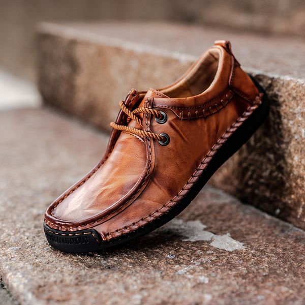 

fashion casual men shoes 2019 autumn men loafers moccasins flats shoes male handmade vintage loafers male big size hc-556, Black
